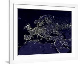 Europe At Night, Satellite Image-null-Framed Photographic Print