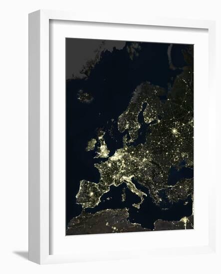 Europe At Night, Satellite Image-PLANETOBSERVER-Framed Photographic Print