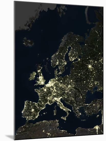 Europe At Night, Satellite Image-PLANETOBSERVER-Mounted Photographic Print