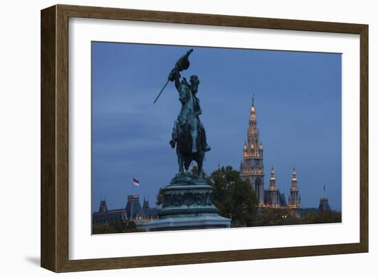 Europe, Austria, Vienna, City Hall, Equestrian Statue Archduke Charles-Gerhard Wild-Framed Photographic Print