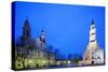 Europe, Baltic States, Lithuania, Kaunas, Church of St. Francis Xavier and Town Hall of Kaunas-Christian Kober-Stretched Canvas