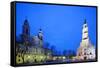 Europe, Baltic States, Lithuania, Kaunas, Church of St. Francis Xavier and Town Hall of Kaunas-Christian Kober-Framed Stretched Canvas