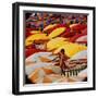 Europe Beach Scene Crowded with Colorful Umbrellas and a Bikini-Clad Young Woman-Ralph Crane-Framed Photographic Print