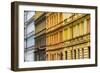 Europe, Czech Republic, Prague. Facade of colorful buildings.-Jaynes Gallery-Framed Photographic Print