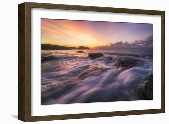 Europe, France, Brittany - Waves Crashing On The Rocks Of The Brittain Coastline During Sunset-Aliaume Chapelle-Framed Photographic Print