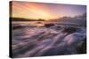 Europe, France, Brittany - Waves Crashing On The Rocks Of The Brittain Coastline During Sunset-Aliaume Chapelle-Stretched Canvas