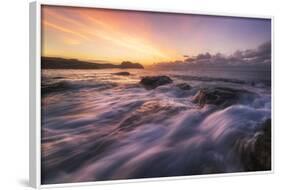 Europe, France, Brittany - Waves Crashing On The Rocks Of The Brittain Coastline During Sunset-Aliaume Chapelle-Framed Photographic Print