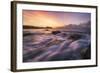 Europe, France, Brittany - Waves Crashing On The Rocks Of The Brittain Coastline During Sunset-Aliaume Chapelle-Framed Photographic Print