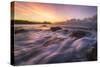 Europe, France, Brittany - Waves Crashing On The Rocks Of The Brittain Coastline During Sunset-Aliaume Chapelle-Stretched Canvas