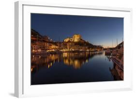 Europe, France, Corsica, Bonifacio, Harbour and Old Town in the Dusk-Gerhard Wild-Framed Photographic Print