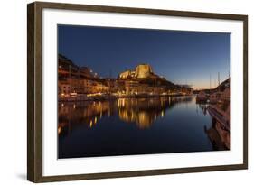 Europe, France, Corsica, Bonifacio, Harbour and Old Town in the Dusk-Gerhard Wild-Framed Photographic Print