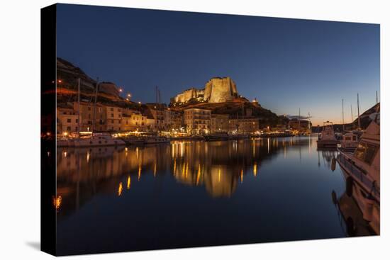 Europe, France, Corsica, Bonifacio, Harbour and Old Town in the Dusk-Gerhard Wild-Stretched Canvas