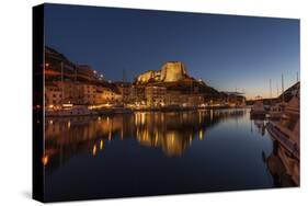 Europe, France, Corsica, Bonifacio, Harbour and Old Town in the Dusk-Gerhard Wild-Stretched Canvas