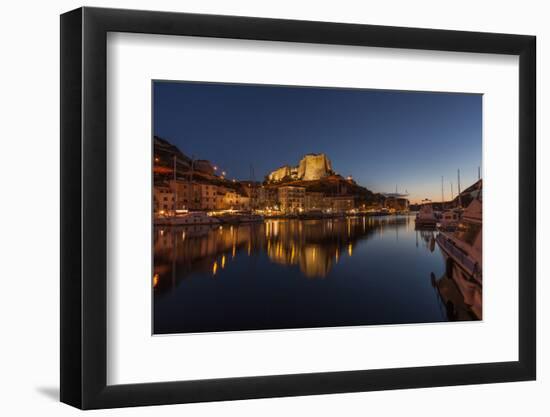 Europe, France, Corsica, Bonifacio, Harbour and Old Town in the Dusk-Gerhard Wild-Framed Photographic Print