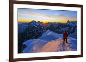 Europe, France, Haute Savoie, Rhone Alps, Chamonix, Aiguille Du Midi Snow Arete, Sunrise (Mr)-Christian Kober-Framed Photographic Print