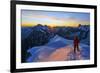 Europe, France, Haute Savoie, Rhone Alps, Chamonix, Aiguille Du Midi Snow Arete, Sunrise (Mr)-Christian Kober-Framed Photographic Print