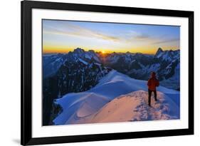 Europe, France, Haute Savoie, Rhone Alps, Chamonix, Aiguille Du Midi Snow Arete, Sunrise (Mr)-Christian Kober-Framed Photographic Print