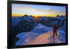 Europe, France, Haute Savoie, Rhone Alps, Chamonix, Aiguille Du Midi Snow Arete, Sunrise (Mr)-Christian Kober-Framed Photographic Print