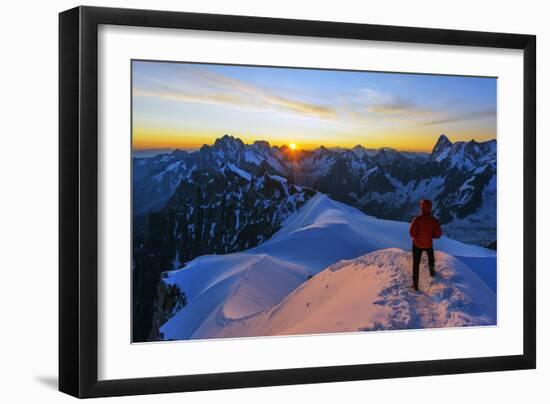 Europe, France, Haute Savoie, Rhone Alps, Chamonix, Aiguille Du Midi Snow Arete, Sunrise (Mr)-Christian Kober-Framed Photographic Print