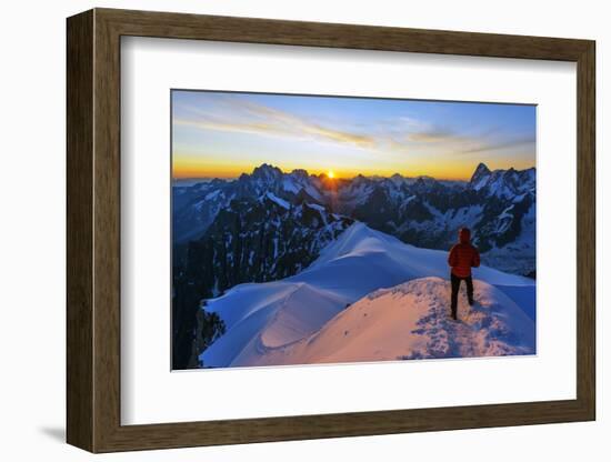 Europe, France, Haute Savoie, Rhone Alps, Chamonix, Aiguille Du Midi Snow Arete, Sunrise (Mr)-Christian Kober-Framed Photographic Print