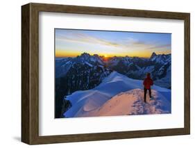 Europe, France, Haute Savoie, Rhone Alps, Chamonix, Aiguille Du Midi Snow Arete, Sunrise (Mr)-Christian Kober-Framed Photographic Print