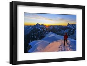 Europe, France, Haute Savoie, Rhone Alps, Chamonix, Aiguille Du Midi Snow Arete, Sunrise (Mr)-Christian Kober-Framed Photographic Print