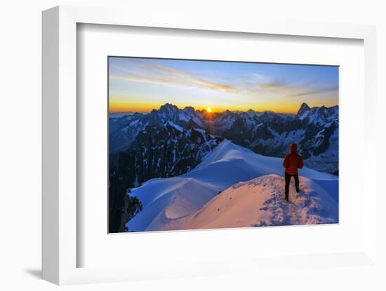 Europe, France, Haute Savoie, Rhone Alps, Chamonix, Aiguille Du Midi Snow Arete, Sunrise (Mr)-Christian Kober-Framed Photographic Print