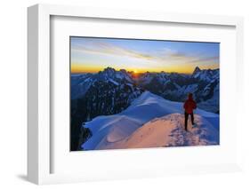 Europe, France, Haute Savoie, Rhone Alps, Chamonix, Aiguille Du Midi Snow Arete, Sunrise (Mr)-Christian Kober-Framed Photographic Print