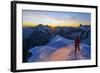 Europe, France, Haute Savoie, Rhone Alps, Chamonix, Aiguille Du Midi Snow Arete, Sunrise (Mr)-Christian Kober-Framed Photographic Print