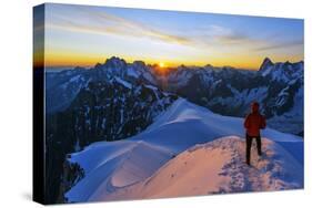 Europe, France, Haute Savoie, Rhone Alps, Chamonix, Aiguille Du Midi Snow Arete, Sunrise (Mr)-Christian Kober-Stretched Canvas