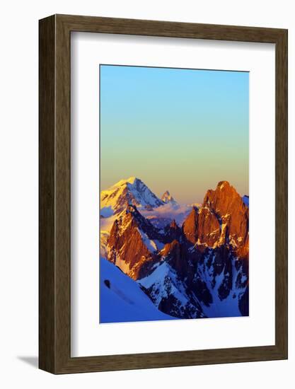 Europe, France, Haute Savoie, Rhone Alps, Chamonix, Grand Combin and the Matterhorn in Switzerland-Christian Kober-Framed Photographic Print