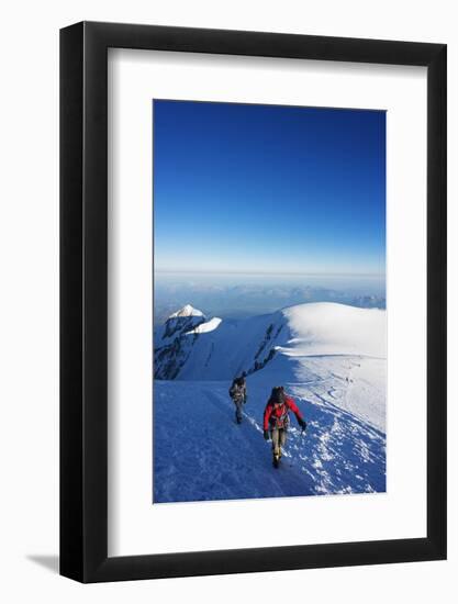 Europe, France, Haute Savoie, Rhone Alps, Chamonix Valley, Mont Blanc, Climbers on Mt Blanc-Christian Kober-Framed Photographic Print