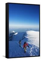 Europe, France, Haute Savoie, Rhone Alps, Chamonix Valley, Mont Blanc, Climbers on Mt Blanc-Christian Kober-Framed Stretched Canvas