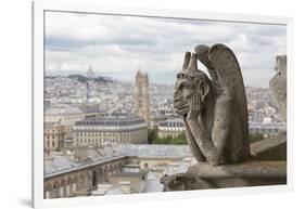 Europe, France, Paris. a Gargoyle on the Notre Dame Cathedral-Charles Sleicher-Framed Photographic Print