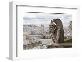 Europe, France, Paris. a Gargoyle on the Notre Dame Cathedral-Charles Sleicher-Framed Photographic Print