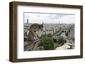 Europe, France, Paris. a Gargoyle on the Notre Dame Cathedral-Charles Sleicher-Framed Photographic Print