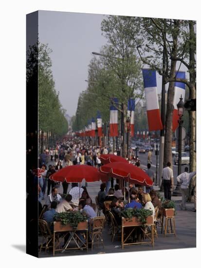 Europe, France, Paris. Champs Elysees, cafe (Medium Format)-David Barnes-Stretched Canvas