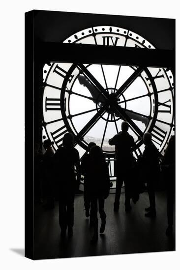 Europe, France, Paris. Clock and silhouettes at Musee D'Orsay.-Kymri Wilt-Stretched Canvas