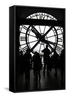 Europe, France, Paris. Clock and silhouettes at Musee D'Orsay.-Kymri Wilt-Framed Stretched Canvas