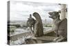 Europe, France, Paris. Two Gargoyles on the Notre Dame Cathedral-Charles Sleicher-Stretched Canvas