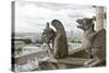 Europe, France, Paris. Two Gargoyles on the Notre Dame Cathedral-Charles Sleicher-Stretched Canvas