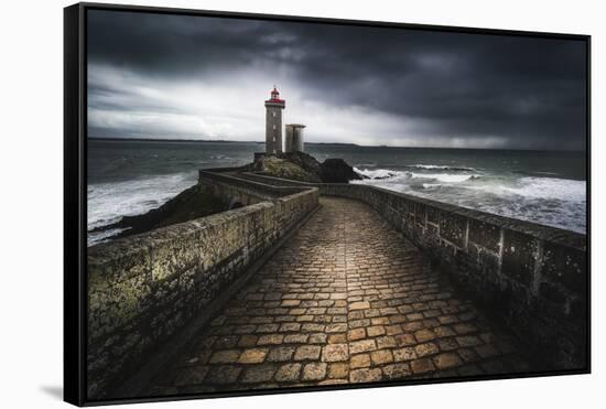 Europe, France, Plouzané - Stormy Day At The Lighthouse Of The Petit Minou-Aliaume Chapelle-Framed Stretched Canvas