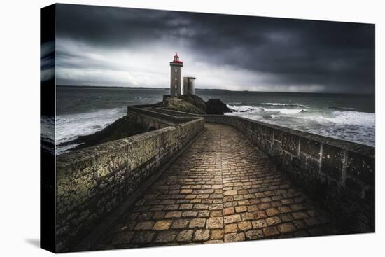 Europe, France, Plouzané - Stormy Day At The Lighthouse Of The Petit Minou-Aliaume Chapelle-Stretched Canvas