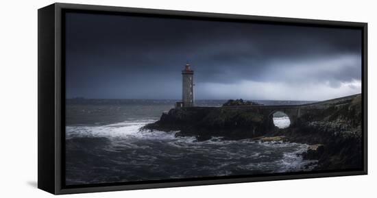 Europe, France, Plouzané - Stormy Day Ath The Lighthouse Of The Petit Minou-Aliaume Chapelle-Framed Stretched Canvas