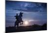 Europe, France, Provence, Camargue. Composite of man on rearing Camargue horse at sunrise.-Jaynes Gallery-Mounted Photographic Print