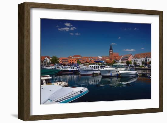 Europe, Germany, Binnenmuritz with Yacht Harbour-Rainer Waldkirch-Framed Photographic Print