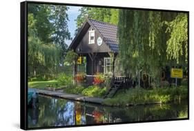 Europe, Germany, Brandenburg, Spreewald, LŸbben, Harbour 'Hafen 2', Harbour House-Chris Seba-Framed Stretched Canvas