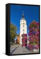 Europe, Germany, Brandenburg, Spreewald, L?bben, Market Church, Floral Decoration-Chris Seba-Framed Stretched Canvas