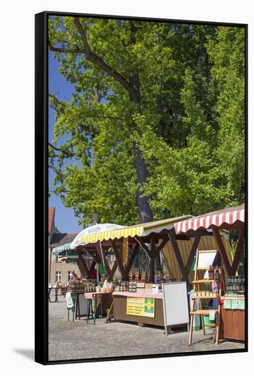 Europe, Germany, Brandenburg, Spreewald, LŸbbenau, Cucumber Stand, Harbour-Chris Seba-Framed Stretched Canvas