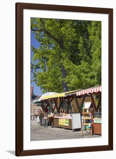 Europe, Germany, Brandenburg, Spreewald, LŸbbenau, Cucumber Stand, Harbour-Chris Seba-Framed Premium Photographic Print